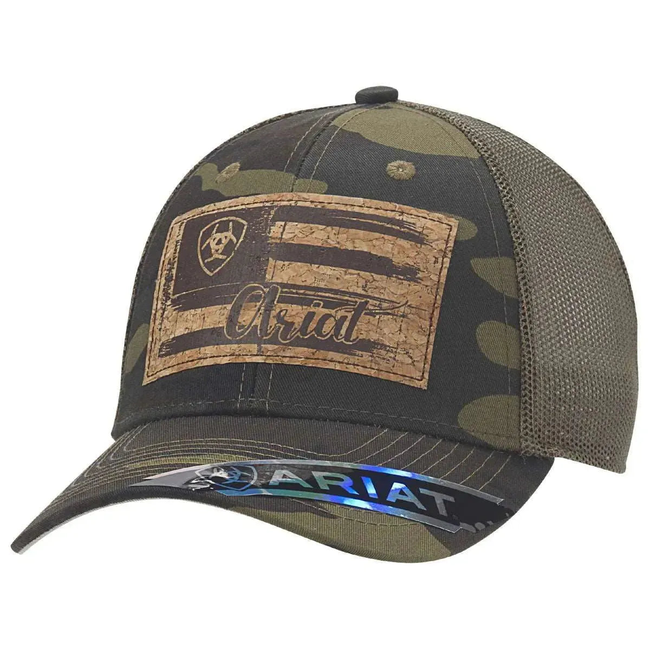 ARIAT Camo Cork Patch (Camo/Green) - Trucker Cap-gallery-46542398652722