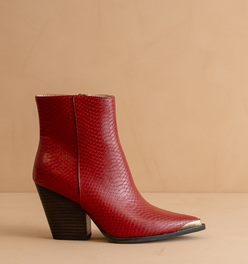 The Frankie | Red Pointed Toe Cap Bootie
