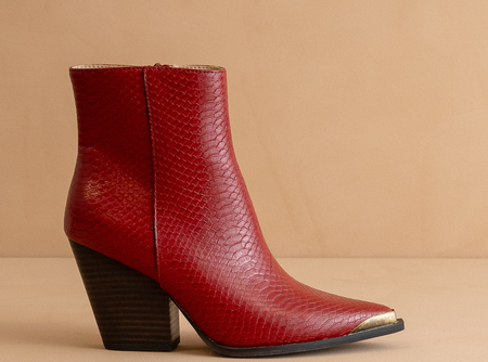 The Frankie | Red Pointed Toe Cap Bootie