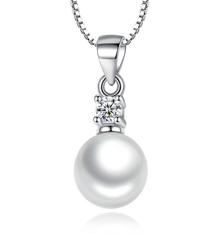Pearl Pendant Necklace with Cubic Zirconia Accent Stone Necklace