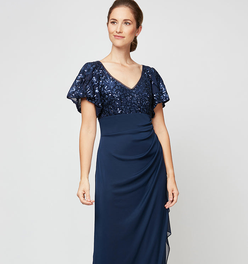 Petite Irene Embroidered Sequin Gown