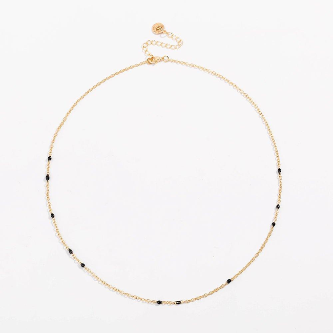 Dainty Black Onyx Beaded Link Necklace-gallery-30351489597498