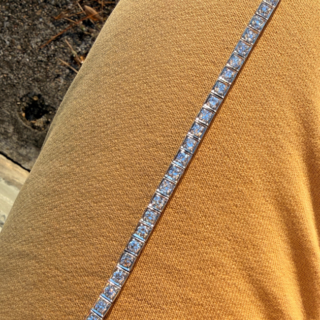 Antique Platinum approx 6ctw Old Mine Cut Diamond and European Cut Diamond Line bracelet, 6.5 inch-gallery-57097528344891