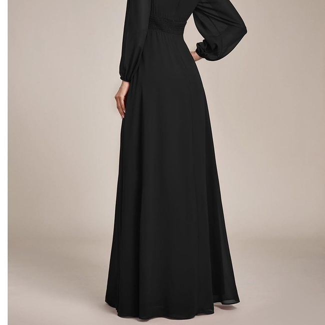 ever CELESTE|Long Sleeve Chiffon A-Line Empire Waist Formal Dress-gallery-32686615494730