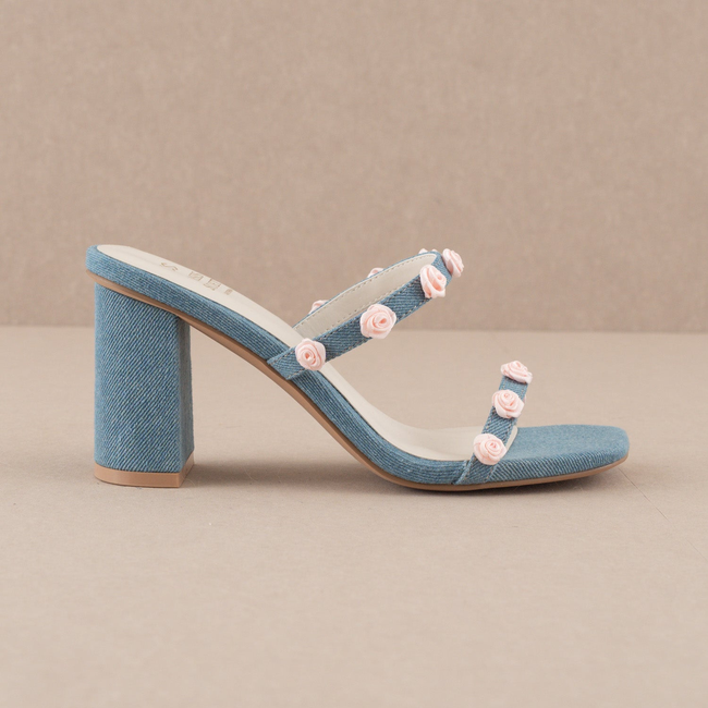 The Nia | Denim Rosette Adorned Heel-gallery-34702047084721