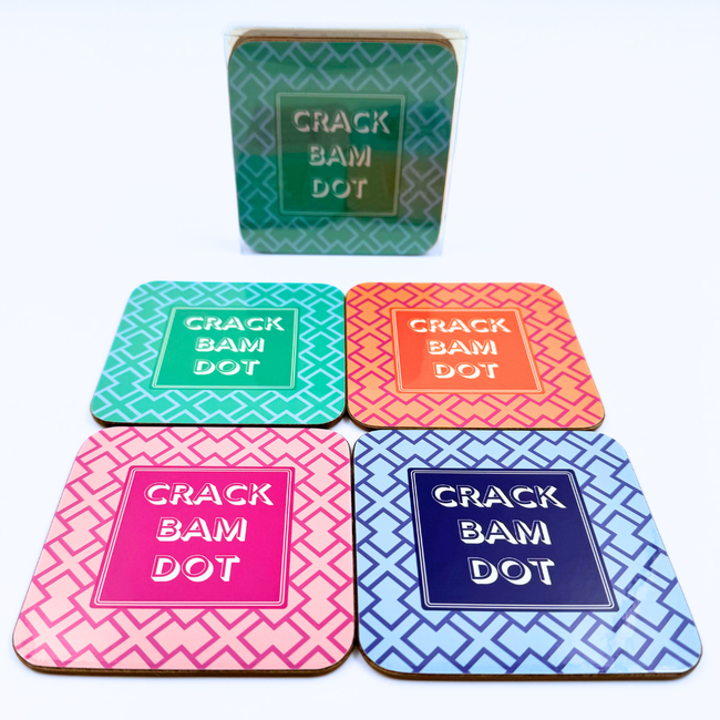 Mahjong Coasters, 4 Set | Gift or Prize | Green, Pink, Blue, Orange-gallery-46119055622455