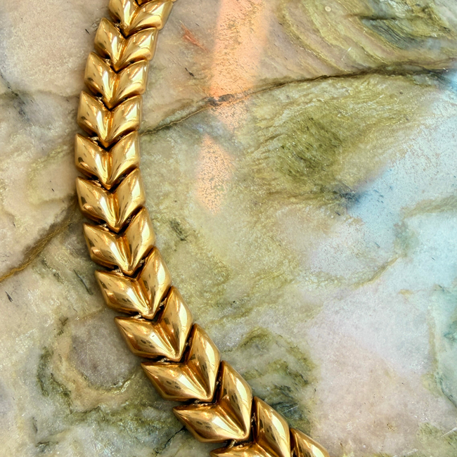 Vintage yellow 18K chevron link chain, 16.5 inch-gallery-57436766634299