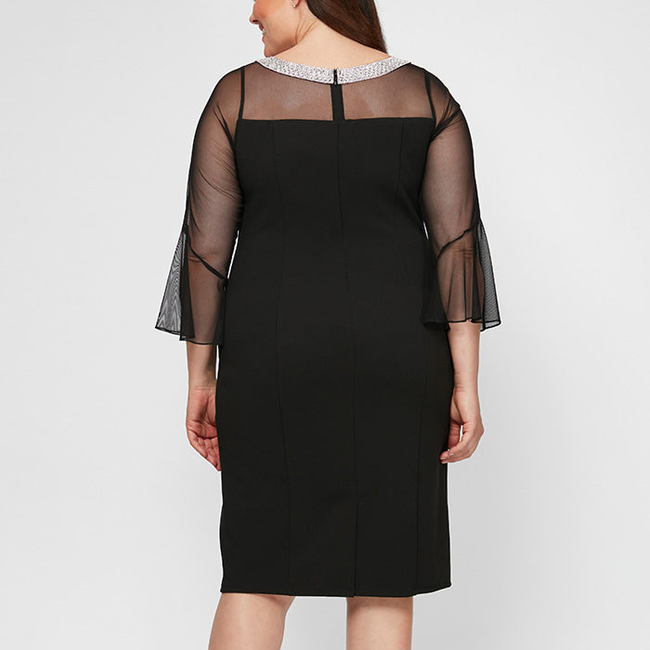 Plus Olivia Illusion Neck Crepe Dress-gallery-42506089332992
