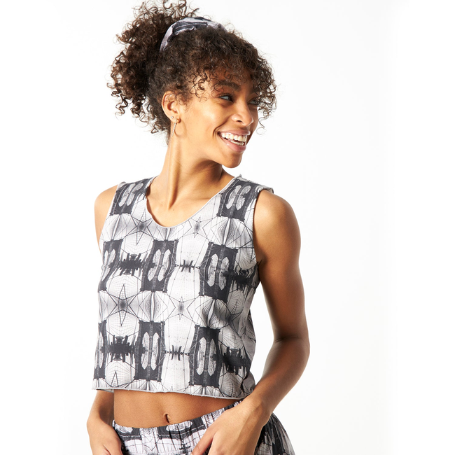 Babs Sleeveless Stretchy Crop Top - Brooklyn Bridge Print-gallery-45252347265320
