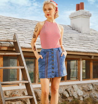 A Spring Fling Button Down A-Line Skirt
