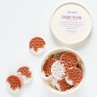 Golden Allure Wax Melts – Moroccan Design, White Rose Gold