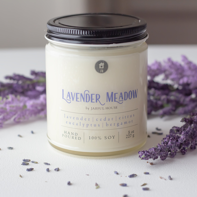 Lavender Meadow Soy Candle | Calming Candle Citrus + Eucalytus + Camphore + Dried Lavender - 8 oz.-gallery-28906682777670