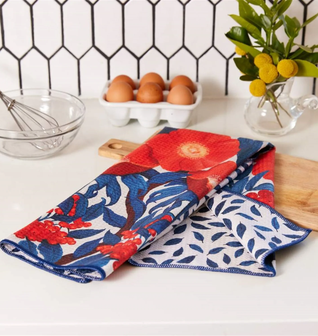 Icelandic Poppies blu Kitchen Tea Towel