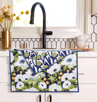 Anemone Poppy blu Kitchen Tea Towel