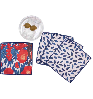 Icelandic Poppies blu Kitchen Reusable Cocktail Napkins (Set of 8)