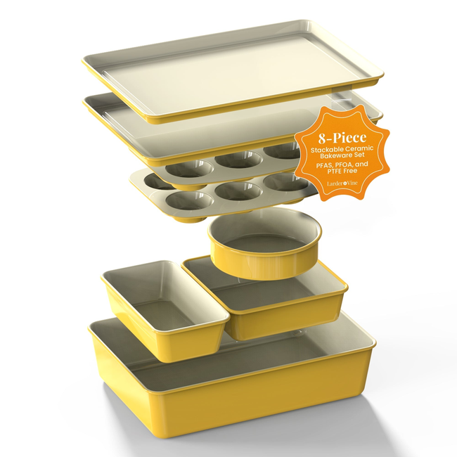 8-Piece Stackable Ceramic Bakeware Set-gallery-53351567425908