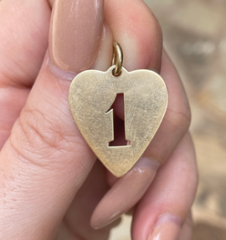 Vintage yellow 14K number 1 cutout heart pendant