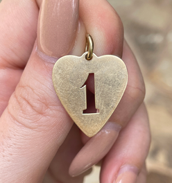 Vintage yellow 14K number 1 cutout heart pendant