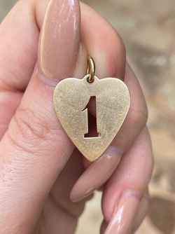 Vintage yellow 14K number 1 cutout heart pendant