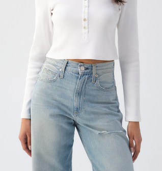 Sassy Rib Henley <br> White