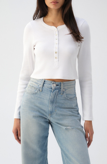 Sassy Rib Henley <br> White