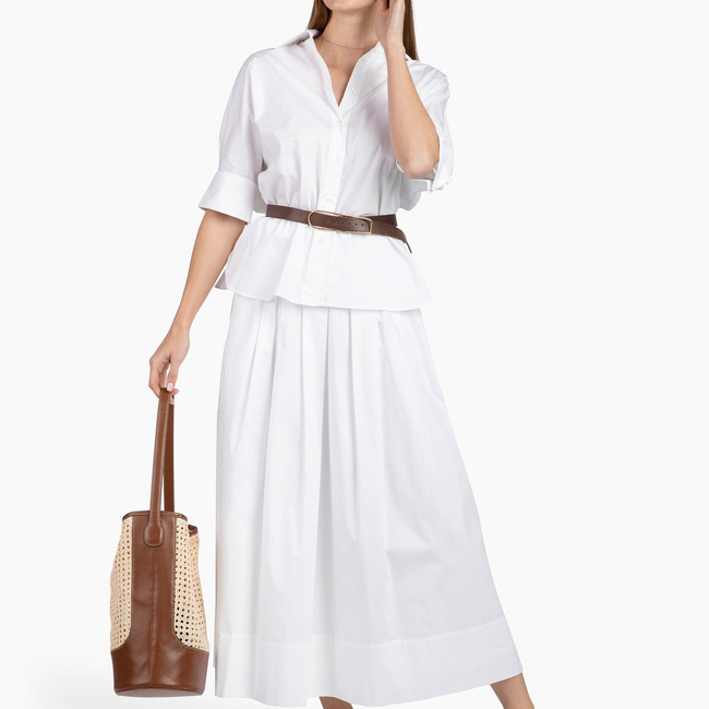 Take Pause Poplin Maxi Skirt - Snow-gallery-51837132833056