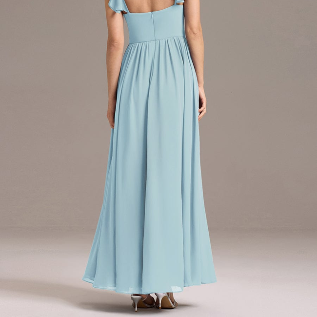 ever CLARKE|Chiffon A-Line Ruffles Cap Sleeve Bridesmaid Dress with Side Slit-gallery-33347801874506