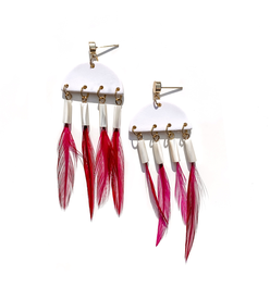 Alona Dangle with Feather Fringe