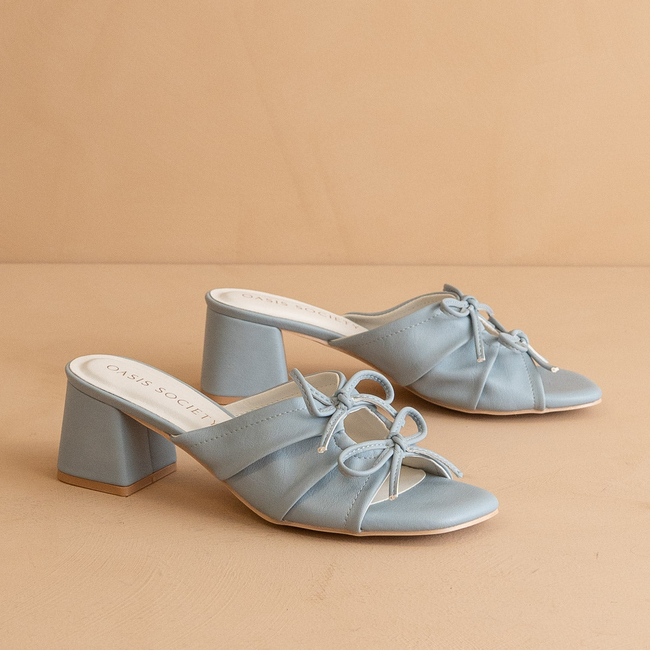 The Emerald | Blue Double Bow Peep Hole Sandal-gallery-38019468230833