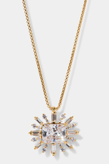 STELLAR CZ FULL HALO PENDANT NECKLACE