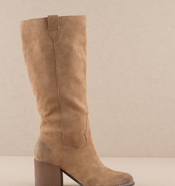The Roxanne | Latte Knee High Western Bucket Boot