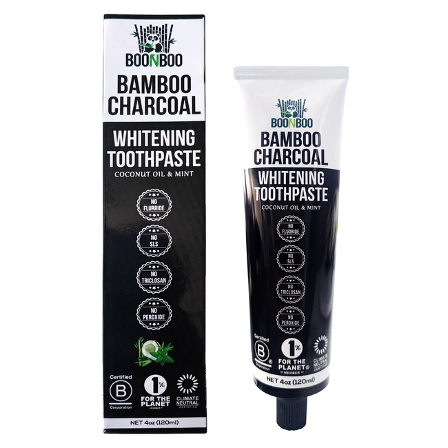 BOONBOO Bamboo Charcoal Toothpaste | 4oz / 120ml | Mint Flavor | Aluminum Tube with Bioplastic Cap |-gallery-29776727867501