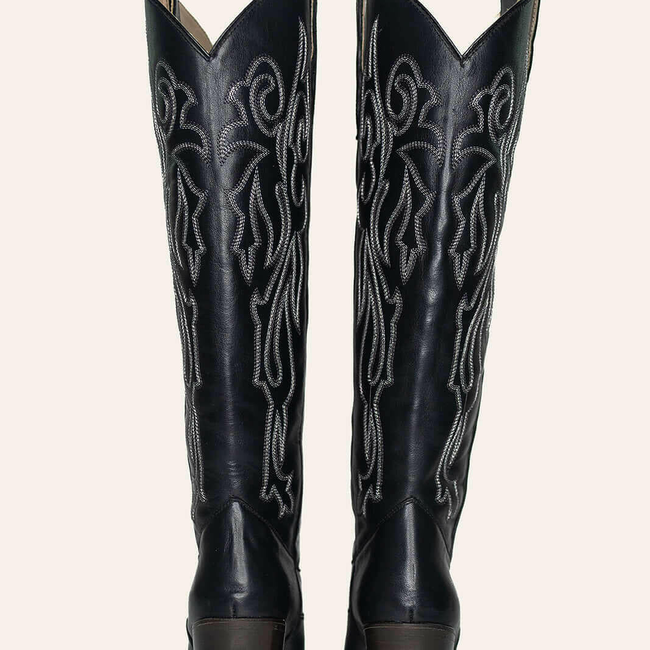 Charlotte Black Wide Calf Boots-gallery-38281980936416