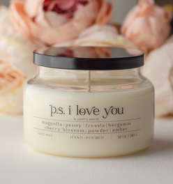 Magnolia + Peony Soy Candle PS I LOVE YOU -10 oz.