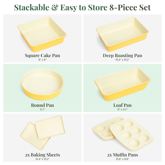 8-Piece Stackable Ceramic Bakeware Set-gallery-53351566999924