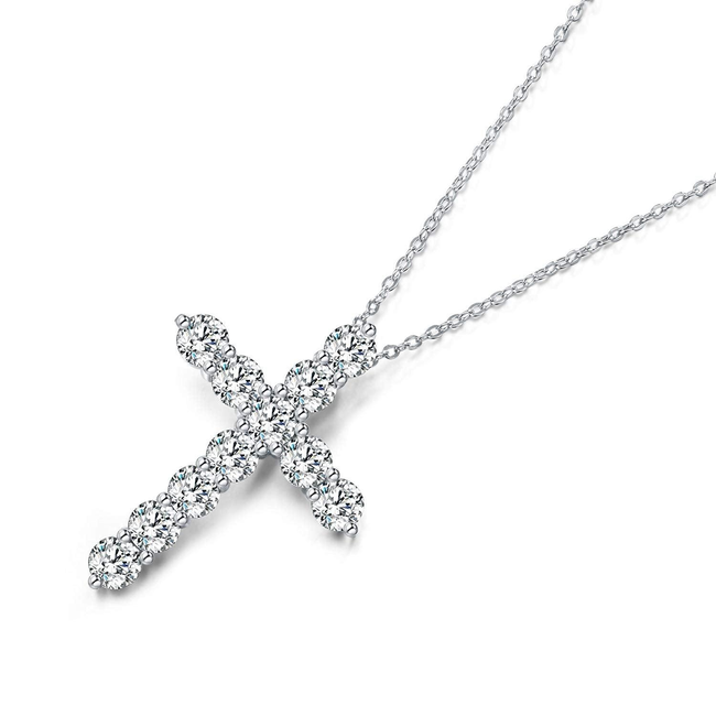 Faith Cubic Zirconia Cross Necklaces-gallery-30352359948346