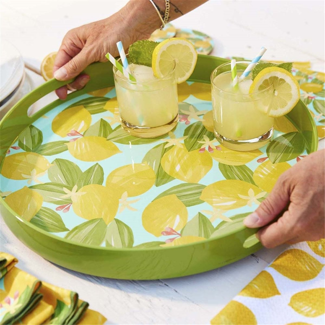 Lemon Blossoms 15 Inch Round Tray-gallery-32767354175575