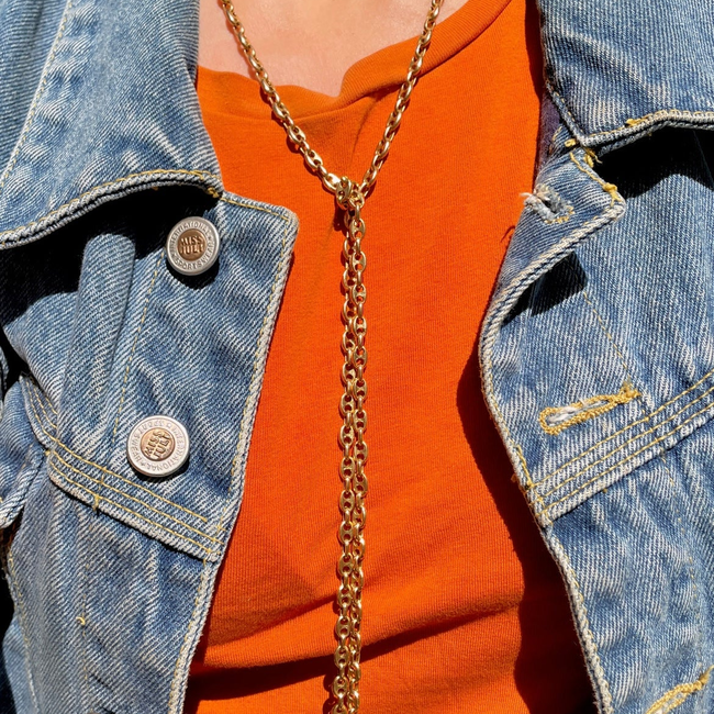 Vintage yellow 14K solid mariner chain, 35.25 inch-gallery-52832185418043