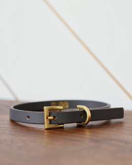 Cannon Charcoal Leather Dog Collar