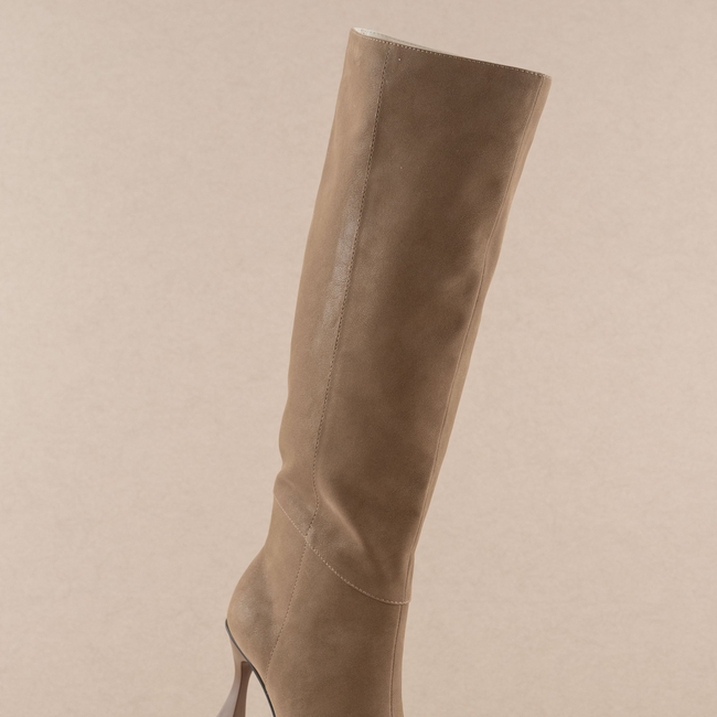 The Lexington | Dark Taupe Pointed Toe Knee High Boot-gallery-36397648740529