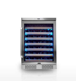 Whynter BWR‑545XS 54‑Bottle Built‑In/Undercounter Wine Refrigerator – Spectrum Lightshow, Stainless 