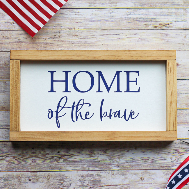 Patriotic Wall Sign Home of The Brave-gallery-5663873105955
