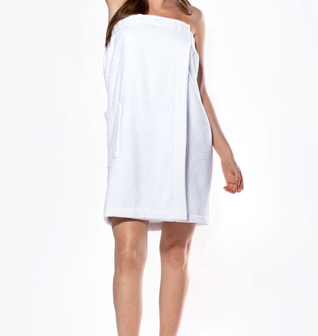 100% Turkish Cotton White Terry Cloth Spa, Bath Wrap