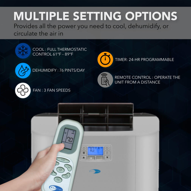 Whynter Elite Dual Hose Digital Portable Air Conditioner Dehumidifier, 400 sq ft Efficiency ARC-122D-gallery-46535400390904