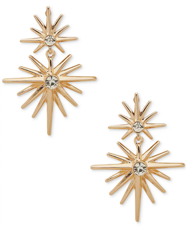 Gold-Tone Pavé Star Double Drop Earrings