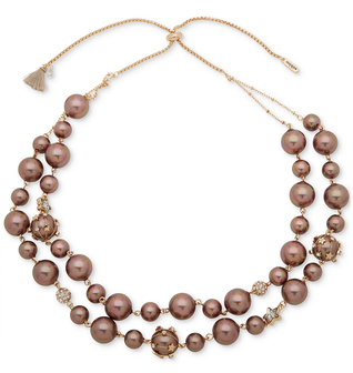 Gold-Tone Pavé Fireball, Crystal Star & Color Imitation Pearl 28" Adjustable Layered Necklace