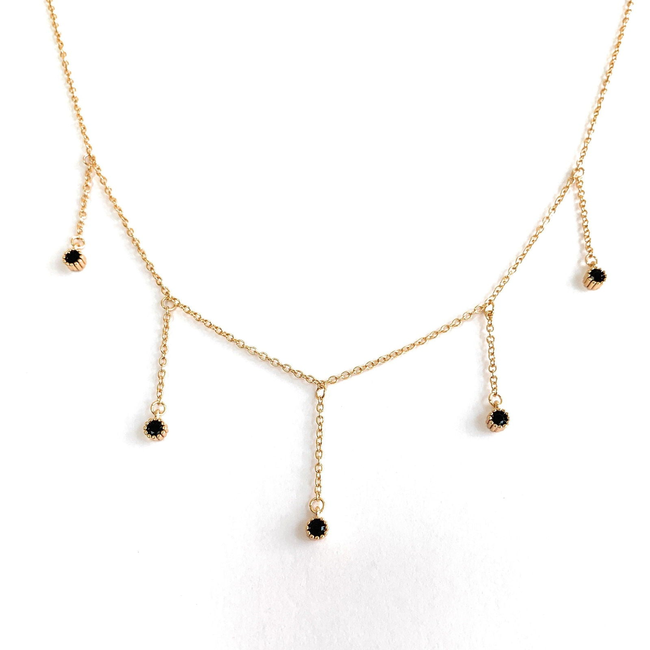 Drop Necklace with Five Cubic Zirconia Stone-gallery-30351513452602