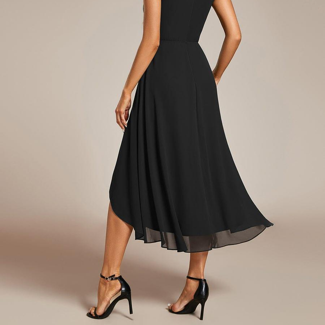 ever POSIE|Midi Halter Neck Chiffon Wedding Guest Dress with Sleeveless and A-Line-gallery-31125119008842