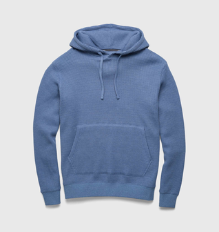 Ivan Waffle Thermal Hoodie - Blue Heather