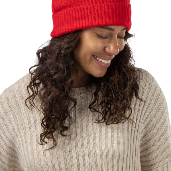 The name of the product on the page is "Women's Cashmere Ribbed Hat".-gallery-0